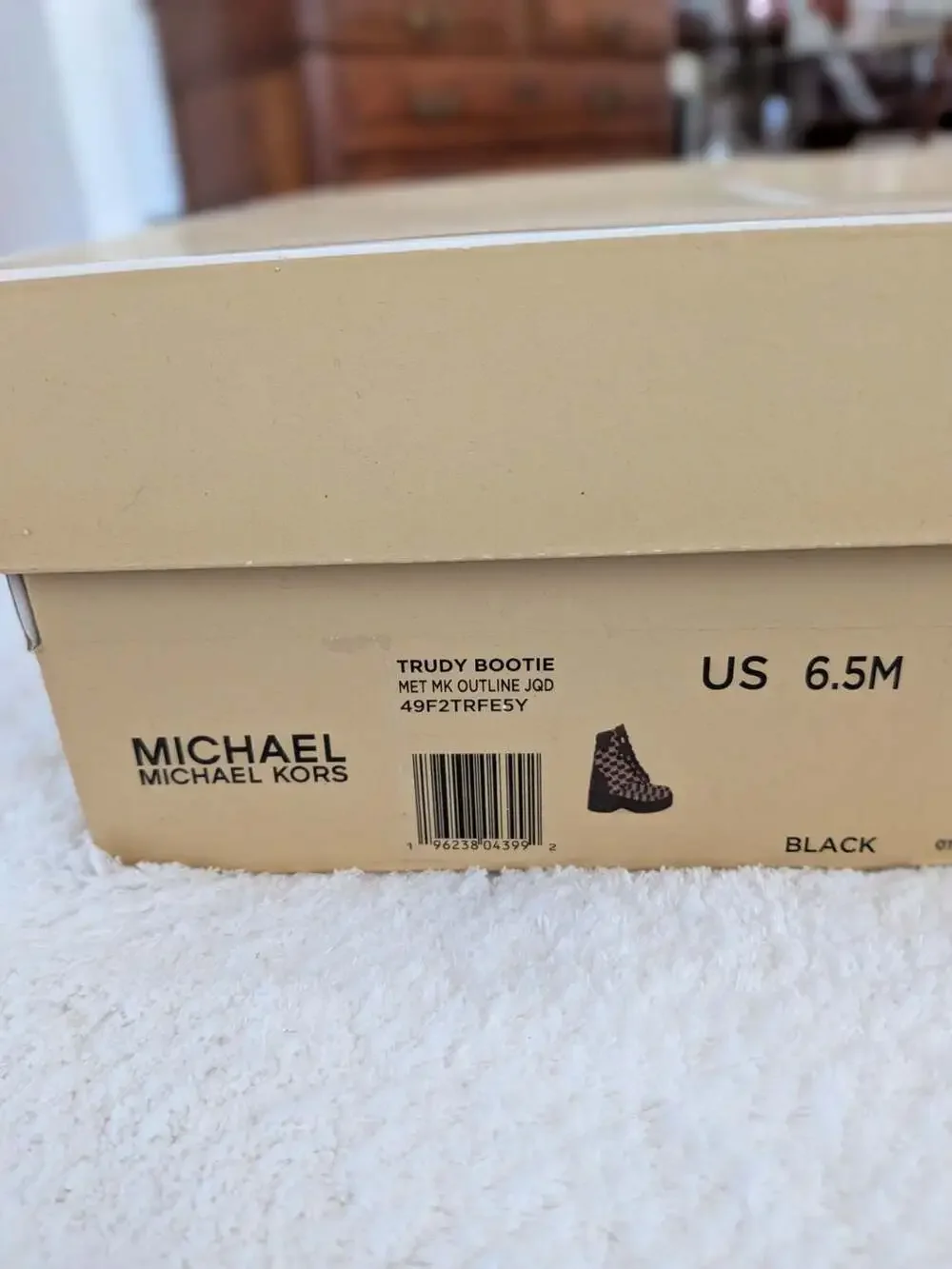 Michael Kors Trudy Bootie Met MK Outline JQD Lace Up Boot Black Size 6.5M